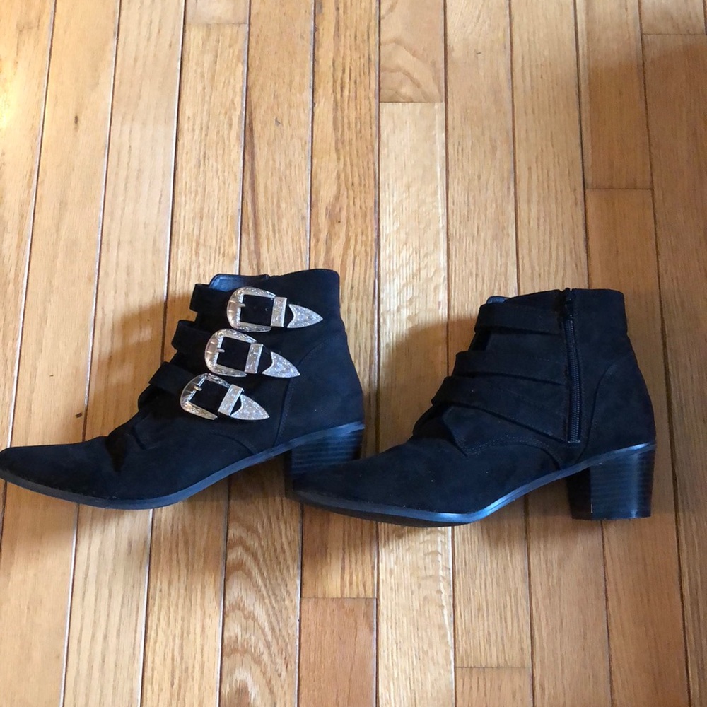 Buckle ankle boots